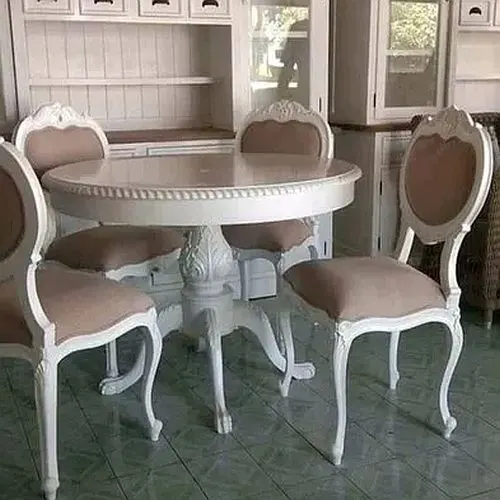 Image 4 Seater Round Wooden Dining Table Set