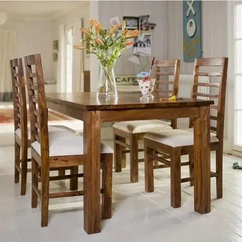 Image 4 Seater Wooden Dining Table Set