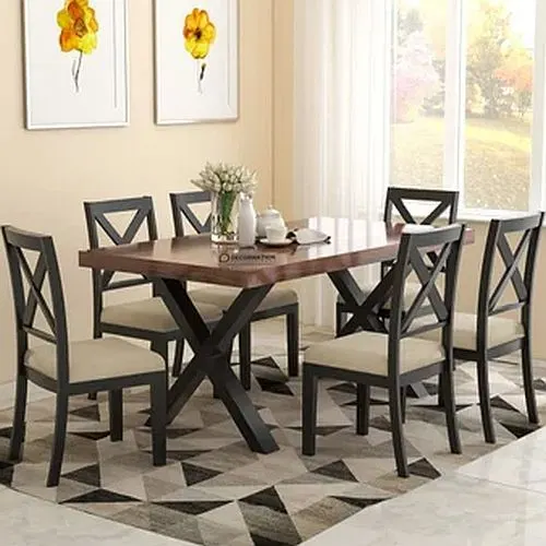 Image 6 Seater Wood Dining Table Set