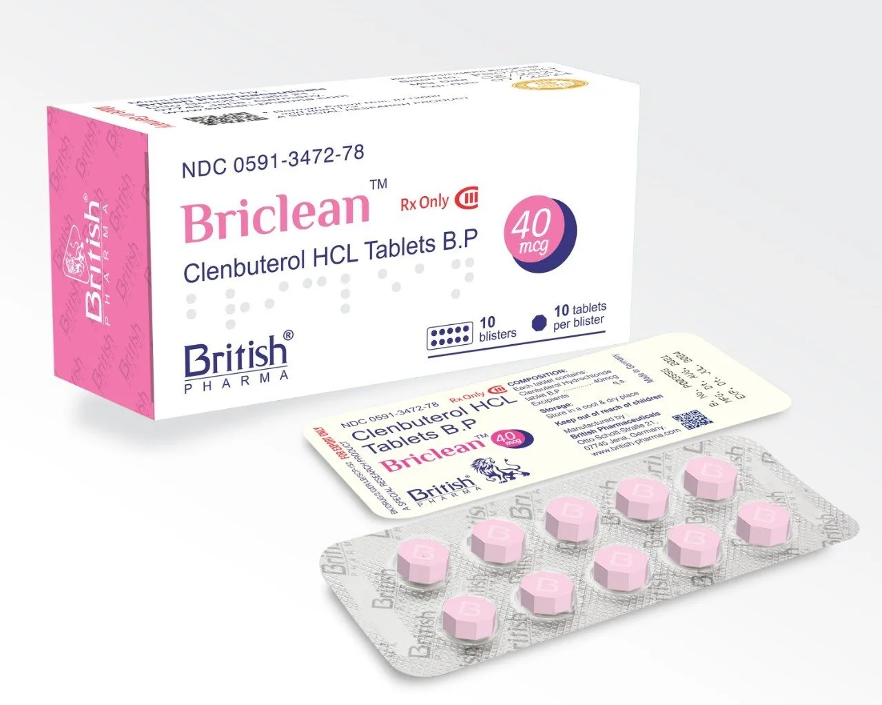 British Pharma Clenbuterol HCL 40 Mcg Tablet