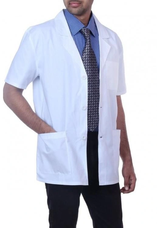 Image Plain White Half Sleeves Doctor Lab Coat