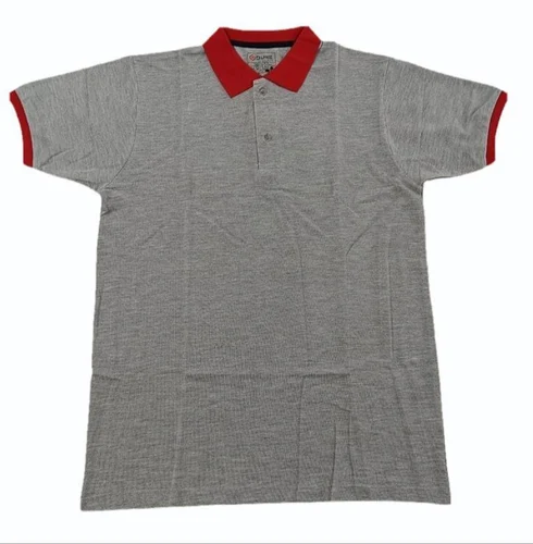 Image Poly Cotton Half Sleeve Grey School Uniform T Shirt