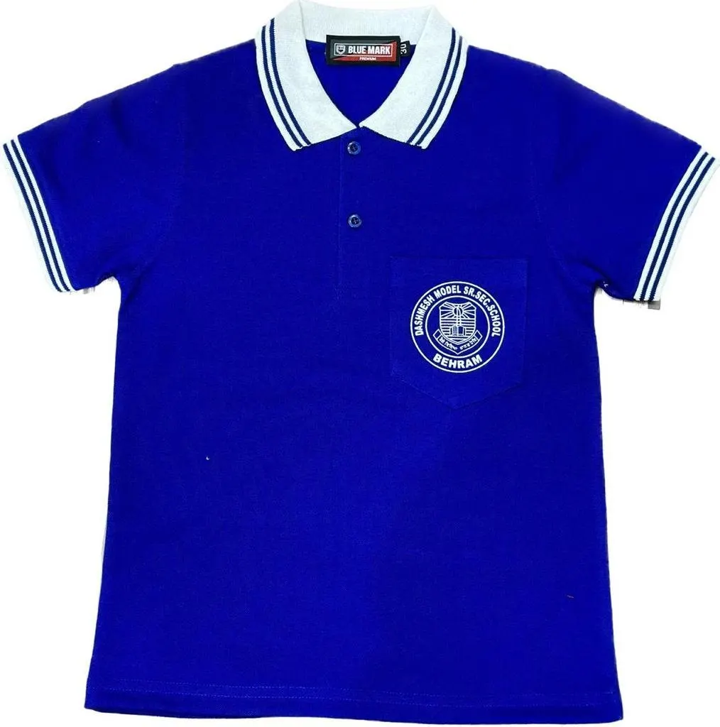 Image Poly Cotton Half Sleeve Royal Blue School Uniform T Shirt