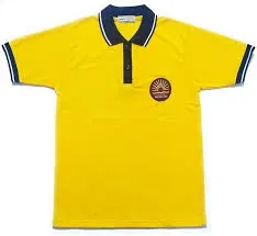 Poly Cotton Half Sleeve Yellow School Uniform T Shirt