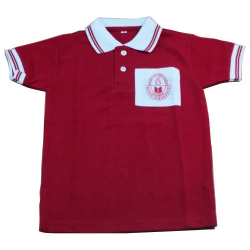 Poly Cotton Red School Uniform T Shirt