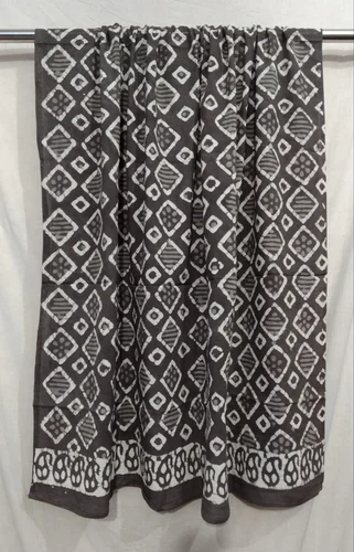 Black And White Casual Wear Printed Cotton Stole
