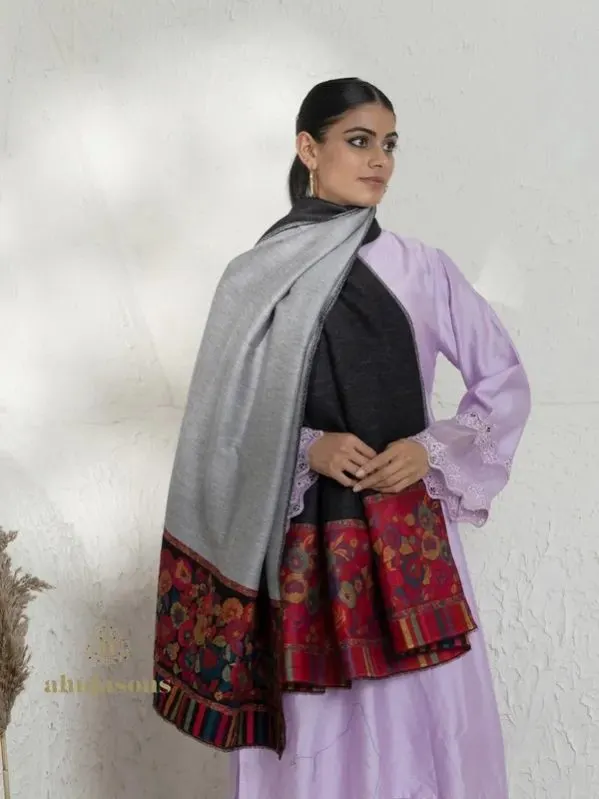 Image Black Woollen Kani Weave Shawl