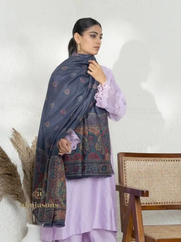 Image Blue-Woollen Kani Weave Shawl