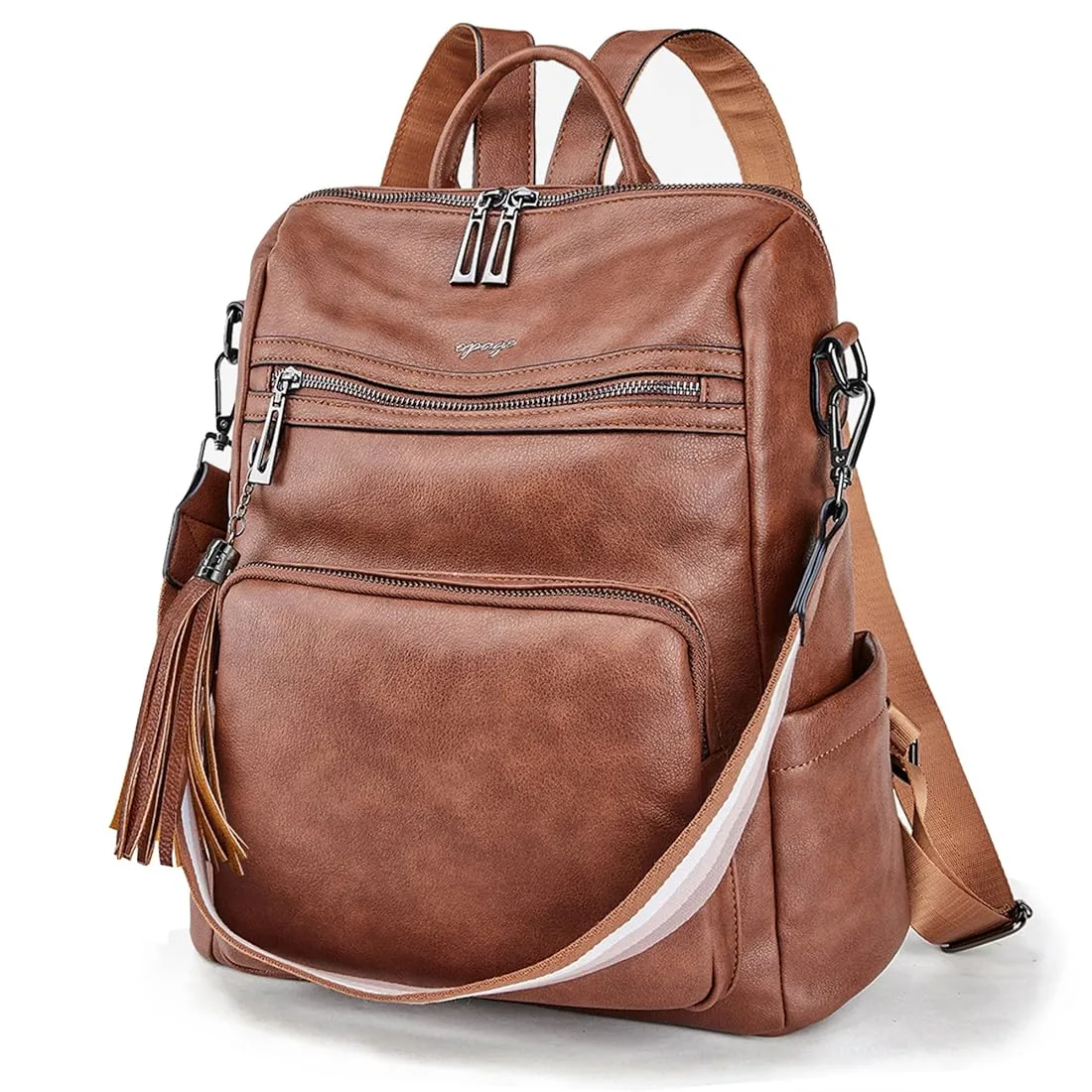 Designer Brown Leather Backpack Bag