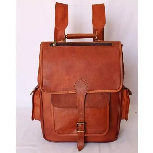 Fancy Brown Leather Backpack Bag