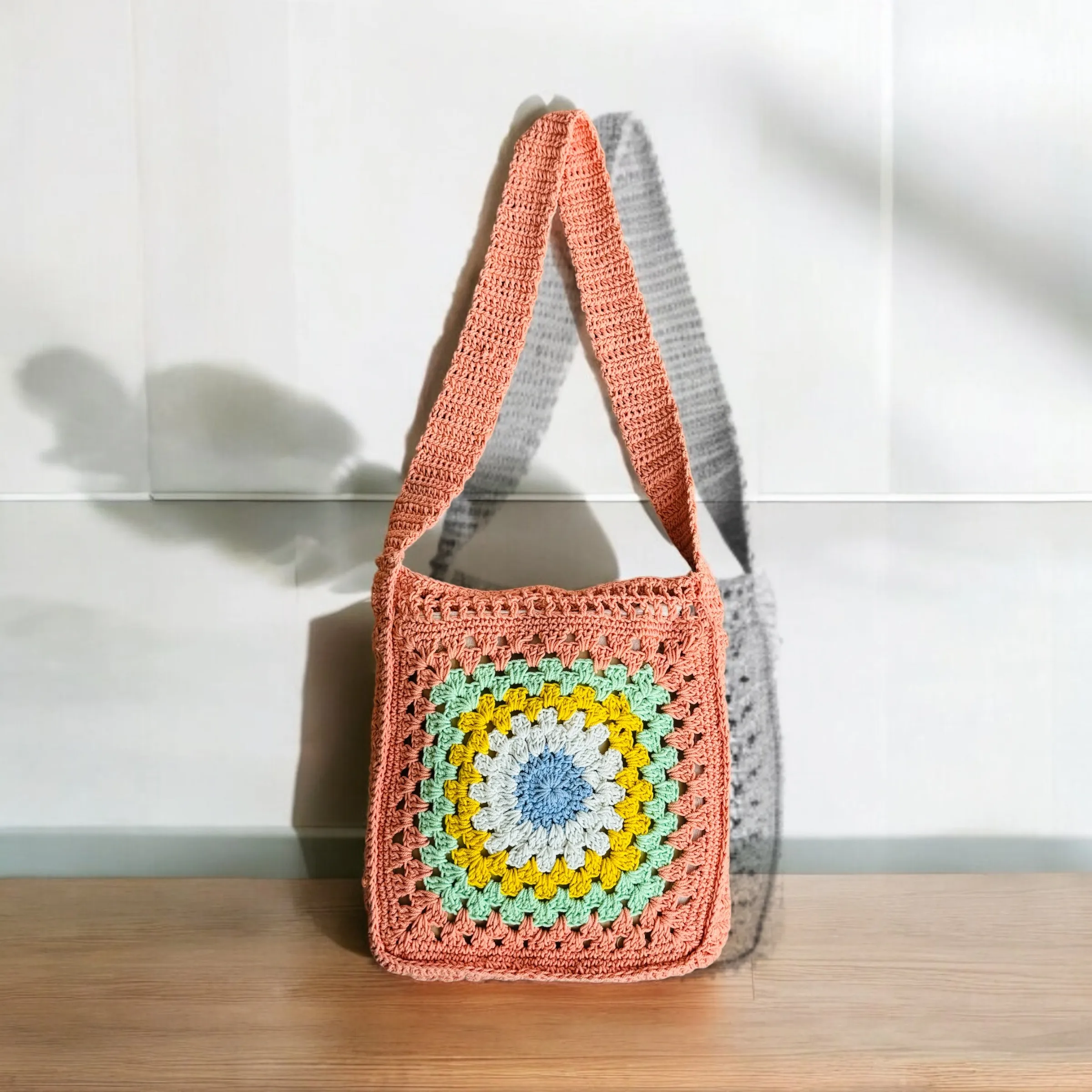 Handknitted Flower Crochet Handbag