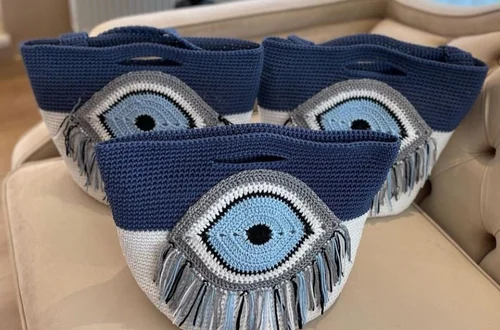 Handmade Crochet Evil Eye Bag
