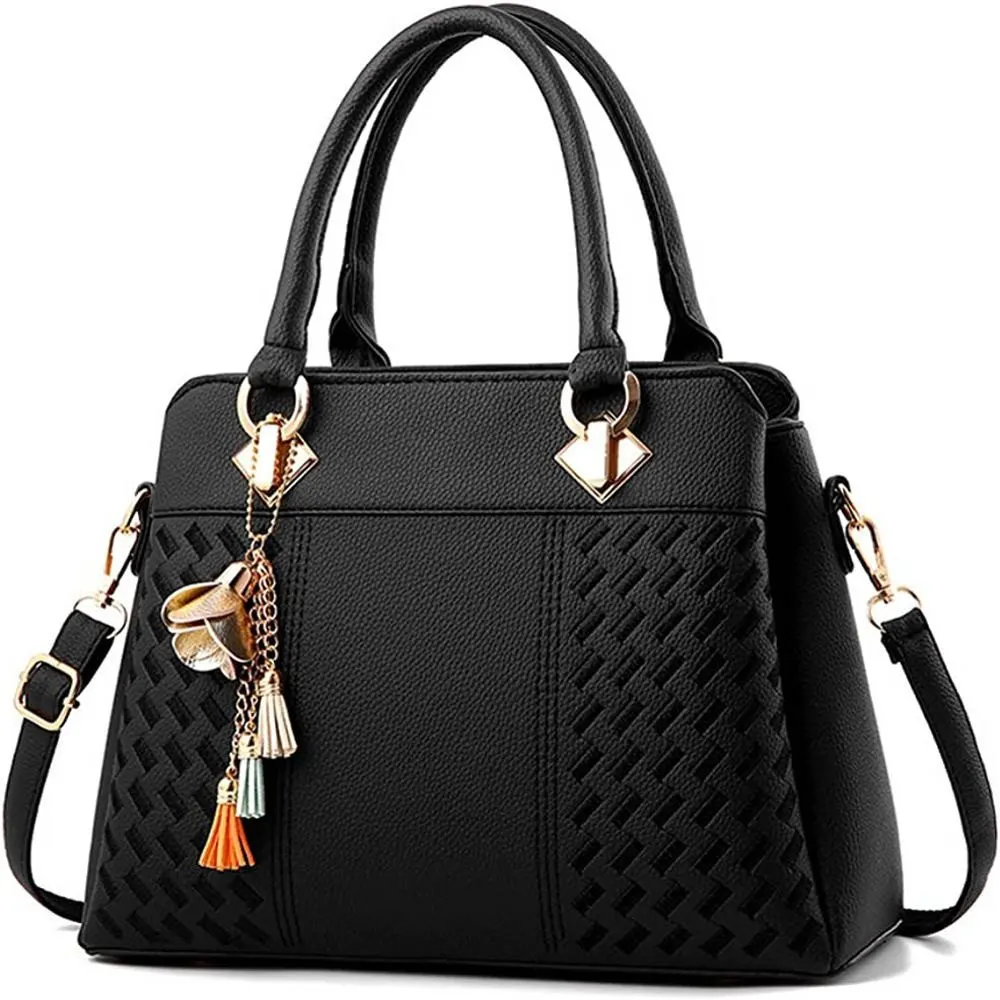 Ladies Black Plain Leather Handbag