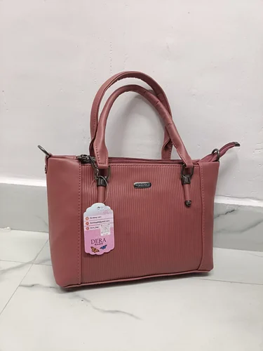 Ladies Dark Peach Leather Handbag