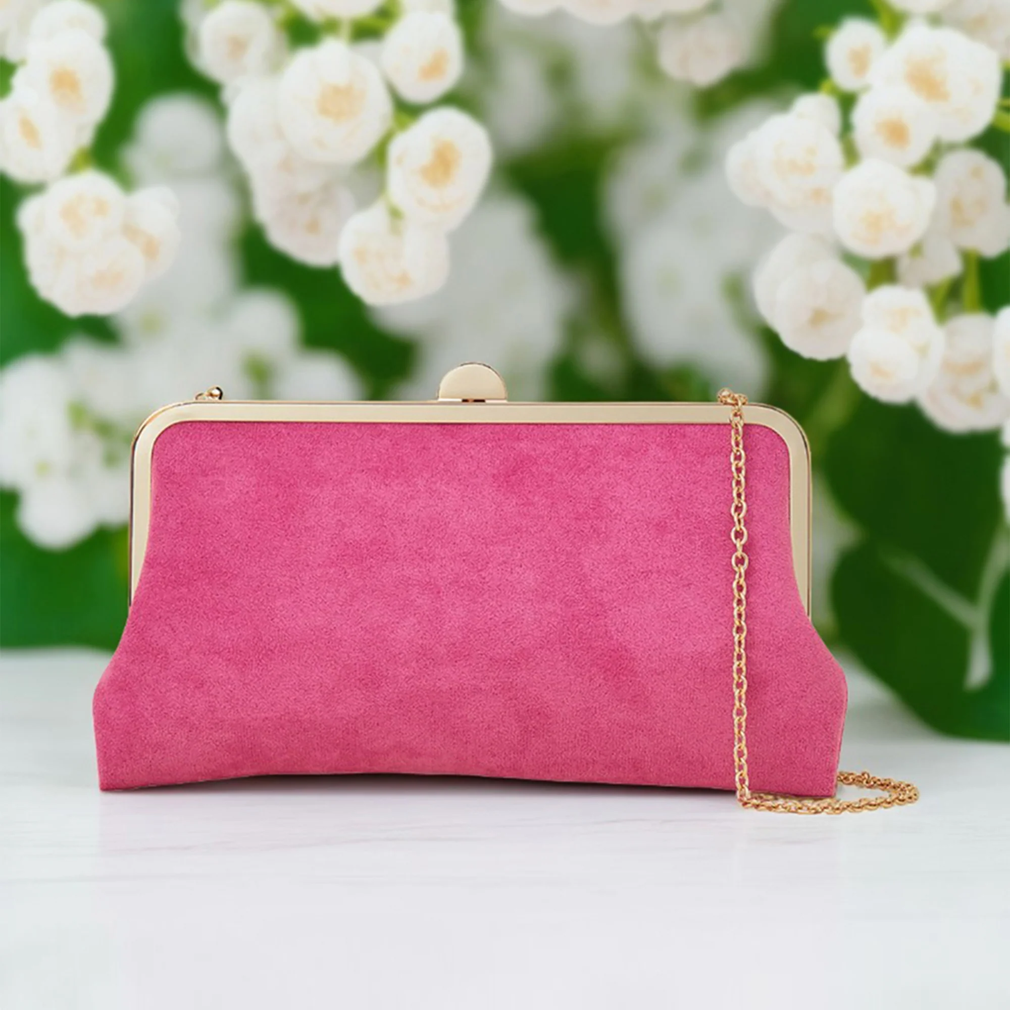 Ladies Dark Pink Leather Pouch Purse