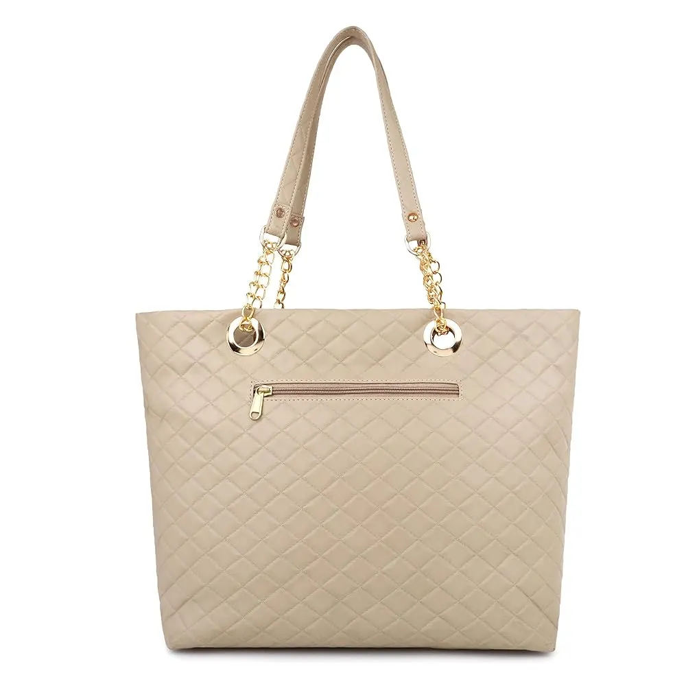 Ladies Designer Light Beige Leather Handbag