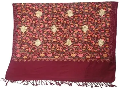 Image Ladies Fancy Acro Wool Embroidered Stole 28x72 Inch