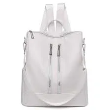 Ladies Fancy White Leather Backpack Bag