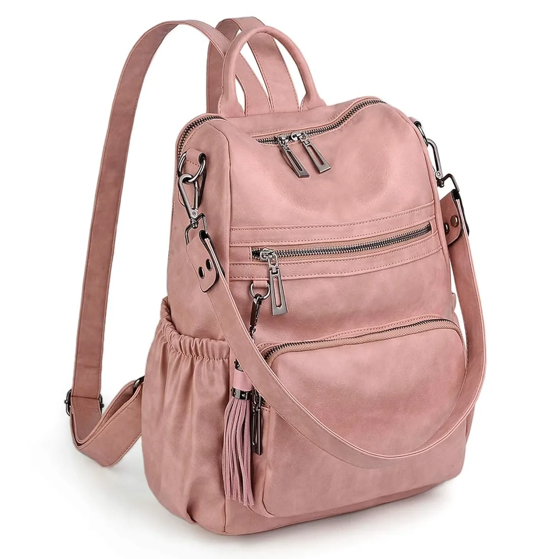 Ladies Pink Leather Backpack Bag