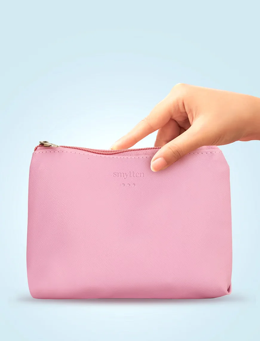 Ladies Pink Leather Pouch Purse