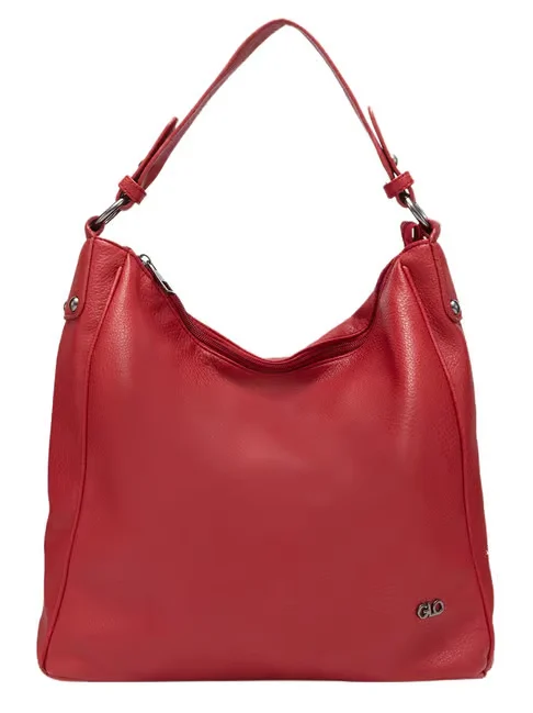 Ladies Red Leather Hobo Handbag