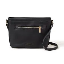Image Leather Plain Black Sling Bag