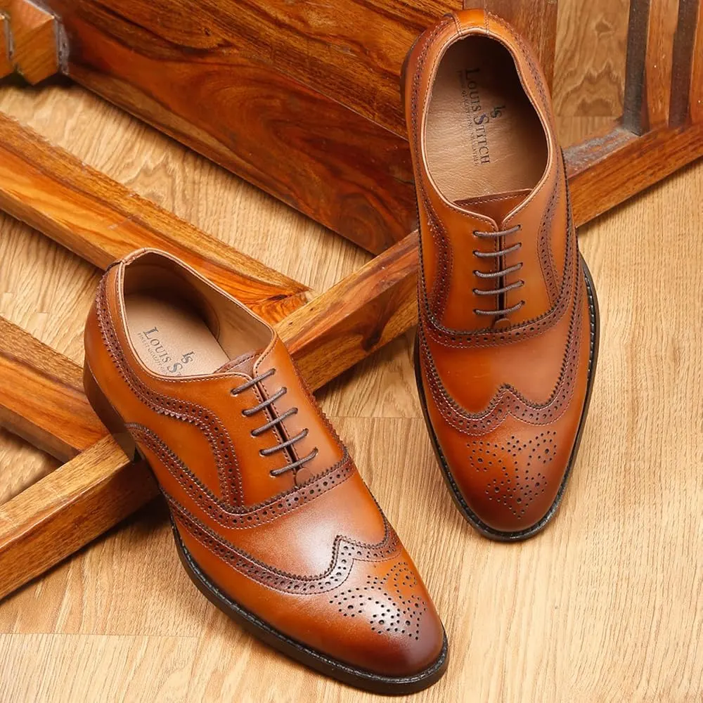 Image Mens Beige Velvet Formal Brogue Shoes