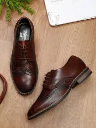 Image Mens Brown Leather Formal Brogue Shoes