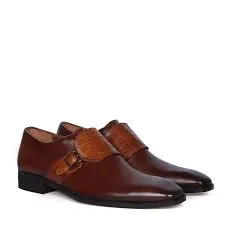 Image Mens Brown Leather Monk Strap Formal Shoes