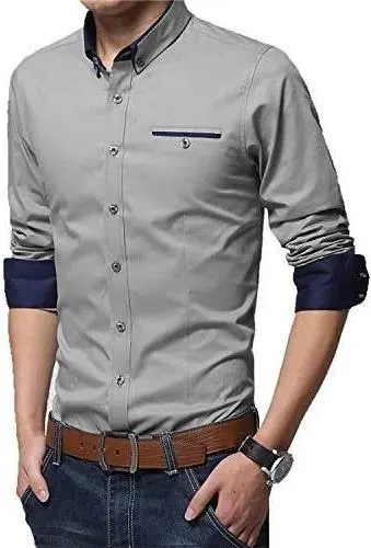 Image Full Sleeves Mens Casual Cotton Shirt