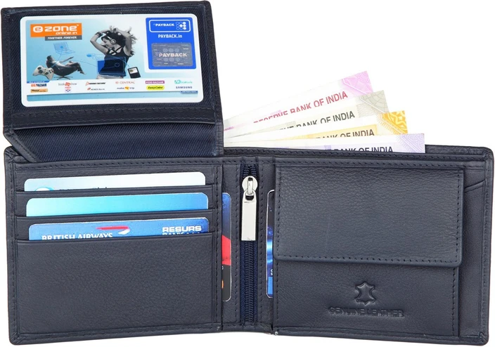 Mens Napa Bi Fold Black Leather Wallet