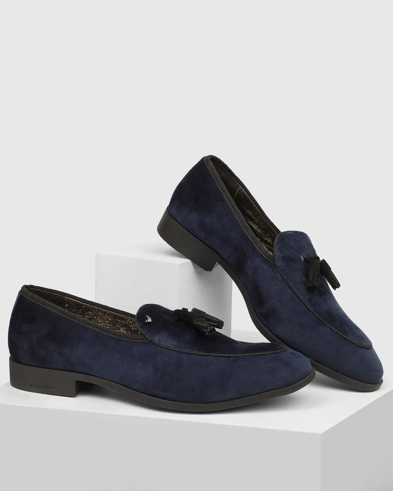 Mens Plain Blue Velvet Formal Shoes