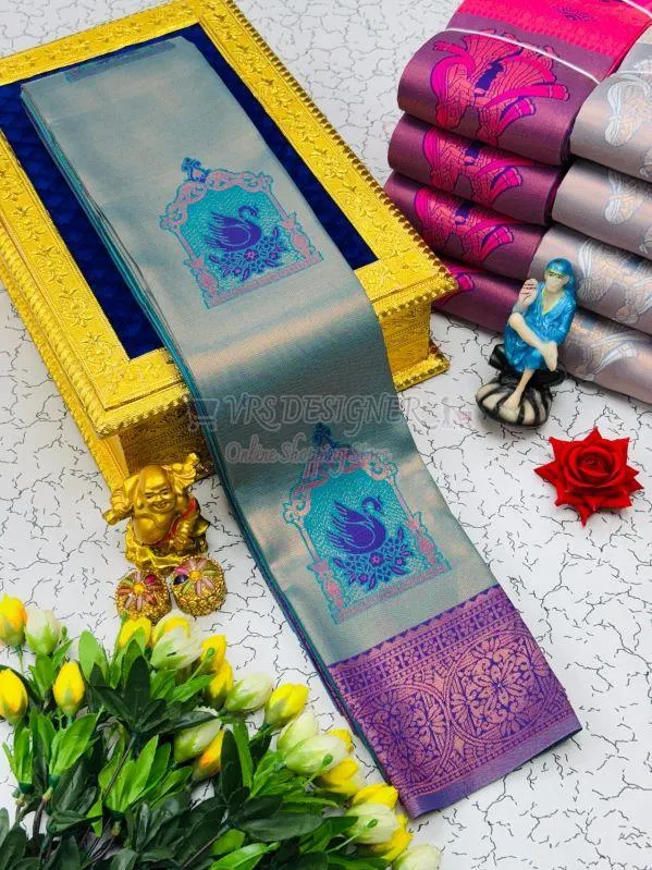 Image Multicolor Pallaku Design Kubera Pattu Silk Saree