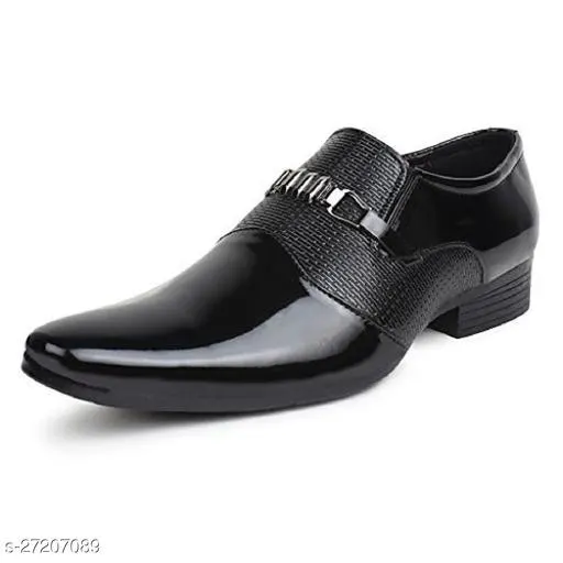 Now Mens Black Party Wear Formal Leather Shoes