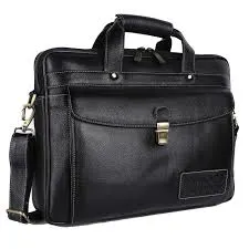 Office Black Leather Laptop Bag