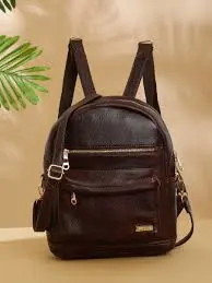 Plain Brown Leather Backpack Bag