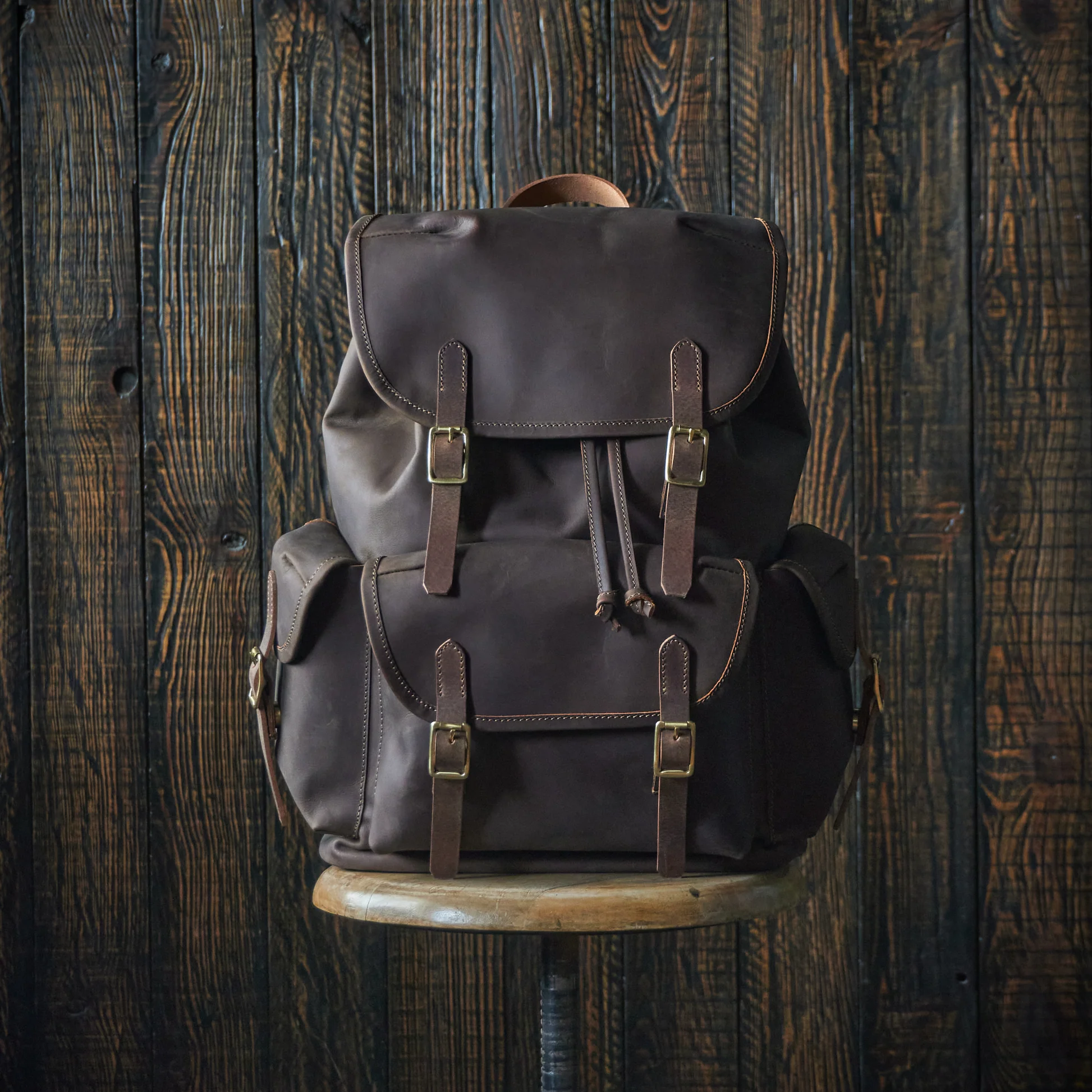 Vintage Style Brown Leather Backpack Bag