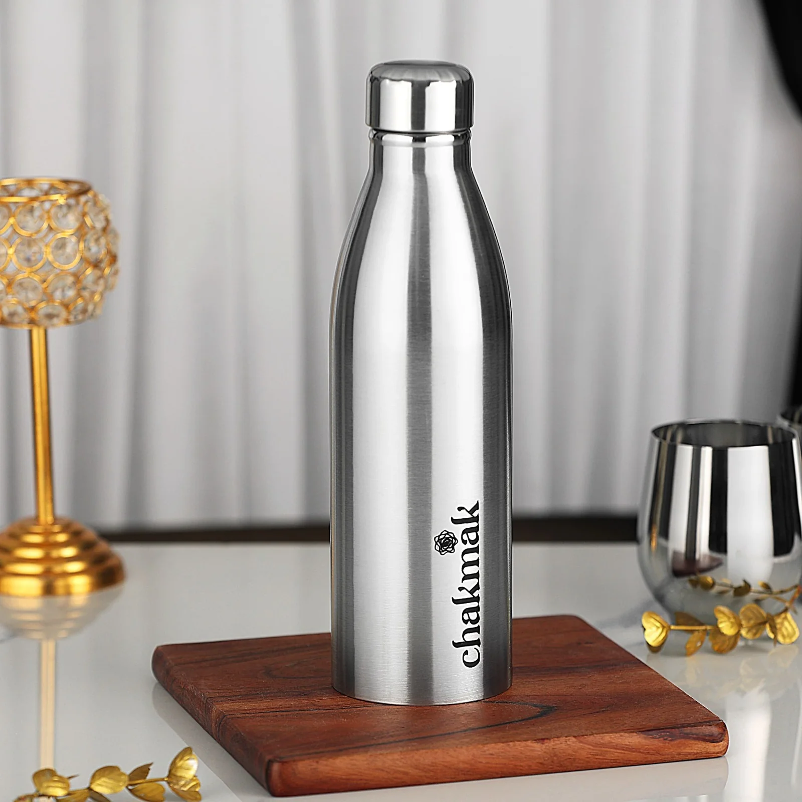 1000ml Silver Stainless Steel Water Bottle