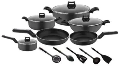Image 15 Pcs Non Stick Cookware Set, Color : Black