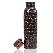 Image 900 Ml Black Hammered Copper Water Bottle