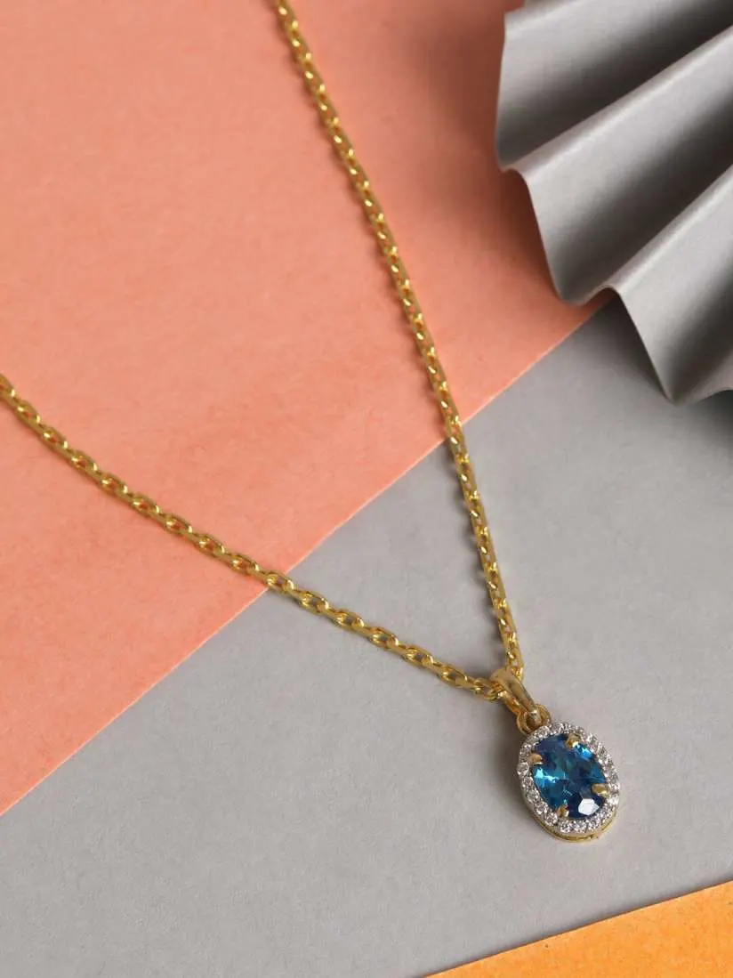 Image 925 Sterling Silver Gold Coated Blue Pendant
