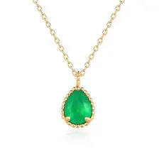 Image 925 Sterling Silver Gold Coated Green Pendant