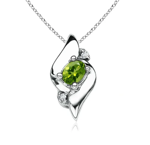 Image 925 Sterling Silver Moissanite and Peridot Gemstone Pendant