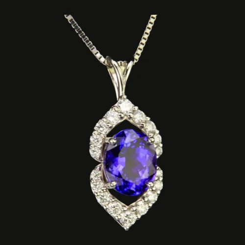 925 Sterling Silver Oval Tanzanite Pendant