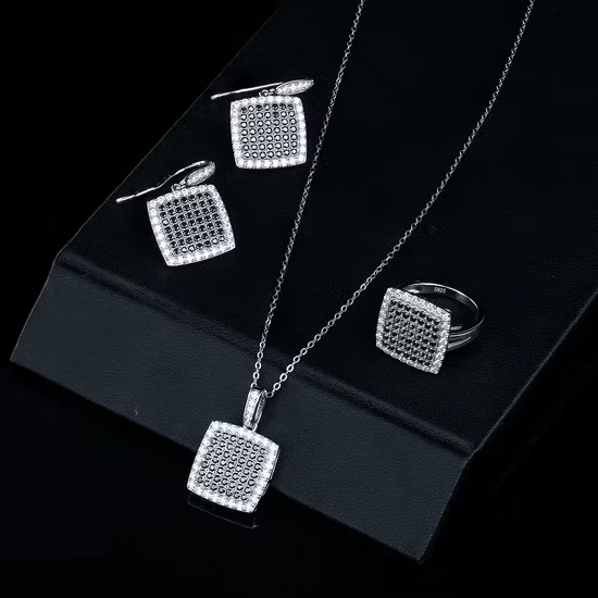 925 Sterling Silver Square Moissanite Pendant