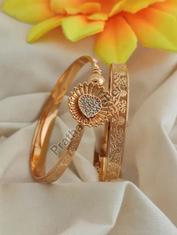 Golden Party Wear Brass Designer Bangle