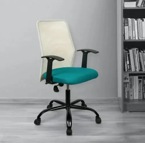 Image Aqua Green and White Smart Mid Back Ergonomic Chair