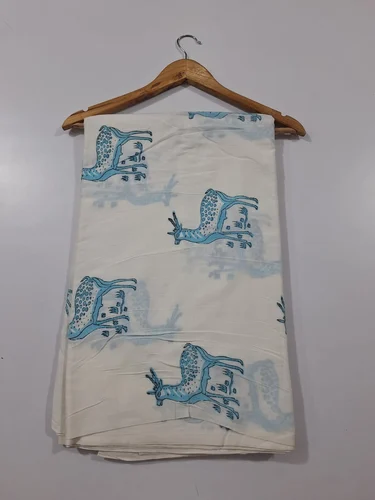 Image Beautiful Deer Hand Block Printed Cotton Fabric