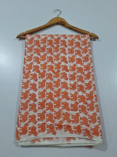 Image Beautiful Elephant Hand Block Printed Cotton Fabric