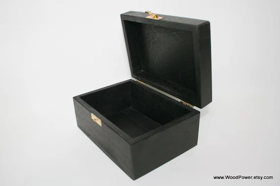 Black Wood Wooden Storage Box